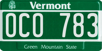 VT license plate OCO783