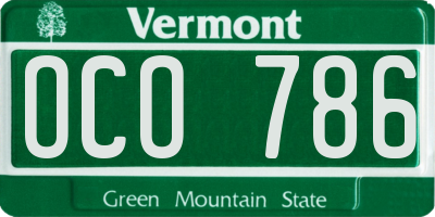 VT license plate OCO786