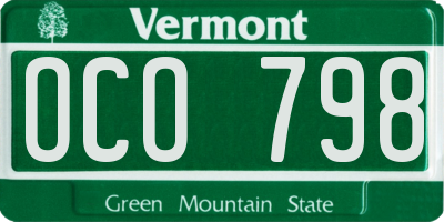 VT license plate OCO798