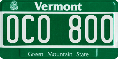 VT license plate OCO800