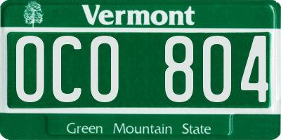 VT license plate OCO804