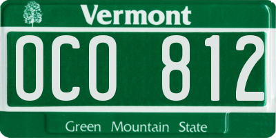 VT license plate OCO812