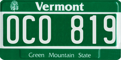 VT license plate OCO819