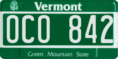 VT license plate OCO842