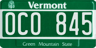VT license plate OCO845