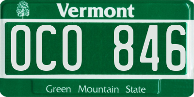 VT license plate OCO846