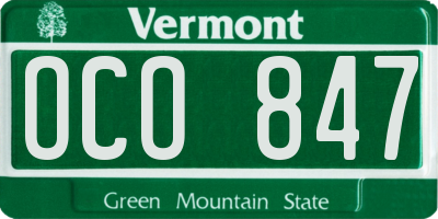 VT license plate OCO847