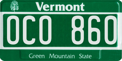 VT license plate OCO860