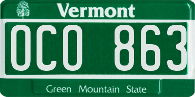 VT license plate OCO863