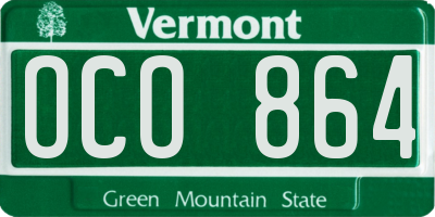 VT license plate OCO864