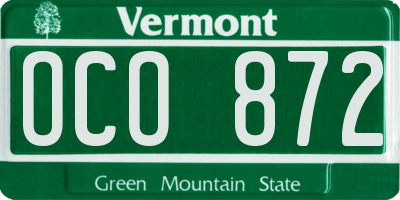 VT license plate OCO872