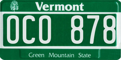 VT license plate OCO878