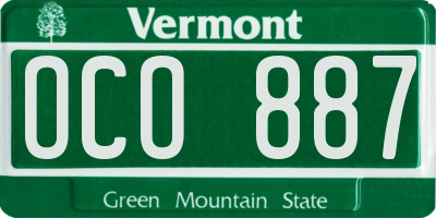 VT license plate OCO887
