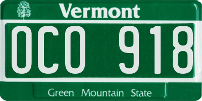 VT license plate OCO918