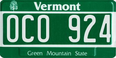 VT license plate OCO924