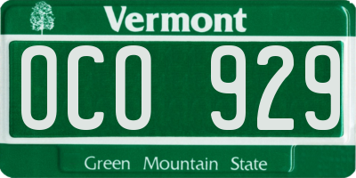 VT license plate OCO929
