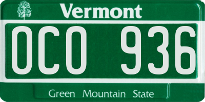 VT license plate OCO936
