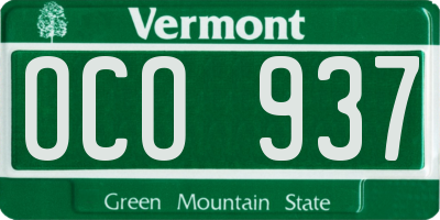 VT license plate OCO937