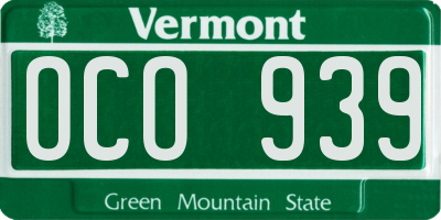 VT license plate OCO939