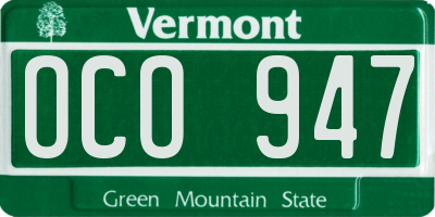 VT license plate OCO947