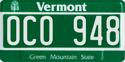 VT license plate OCO948