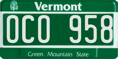 VT license plate OCO958