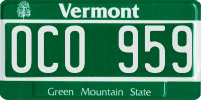 VT license plate OCO959