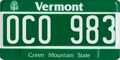 VT license plate OCO983