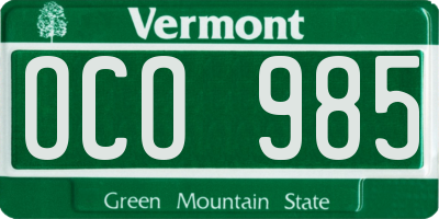 VT license plate OCO985