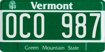 VT license plate OCO987