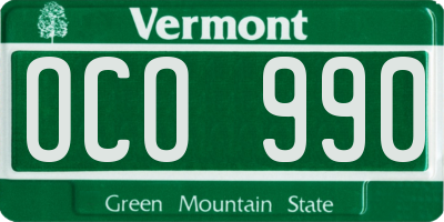 VT license plate OCO990
