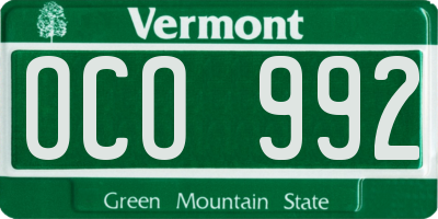 VT license plate OCO992
