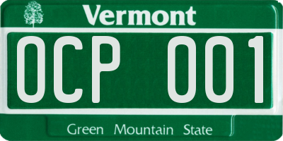 VT license plate OCP001