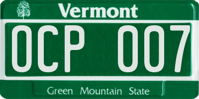 VT license plate OCP007