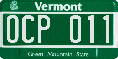 VT license plate OCP011