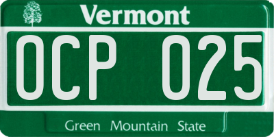 VT license plate OCP025