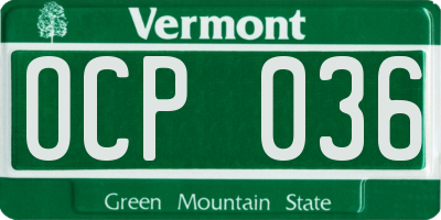 VT license plate OCP036