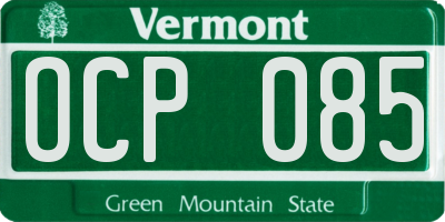 VT license plate OCP085