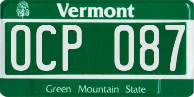 VT license plate OCP087