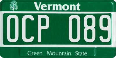 VT license plate OCP089