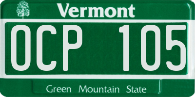 VT license plate OCP105