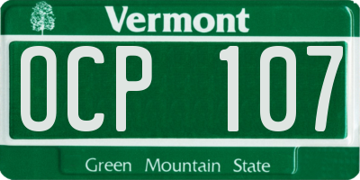 VT license plate OCP107