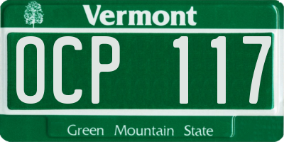 VT license plate OCP117