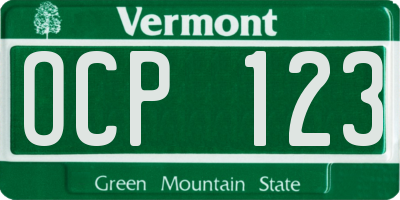 VT license plate OCP123