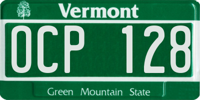 VT license plate OCP128