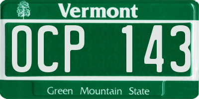 VT license plate OCP143