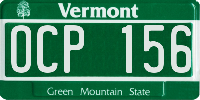 VT license plate OCP156