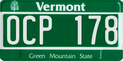 VT license plate OCP178