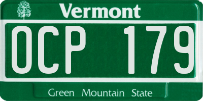 VT license plate OCP179
