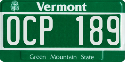 VT license plate OCP189
